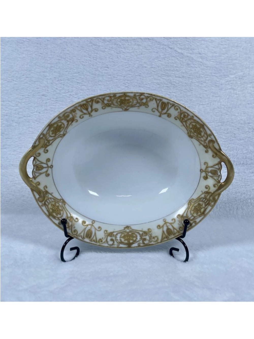 Noritake CHRISTMAS BALL Oval Serving Vegetable Bowl 10.5” Japan GREEN BACKSTAMP